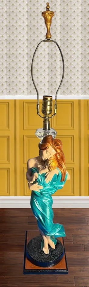 Vintage Sculptural Table Lamp: Mother and Child by Aleksander Danel - 2