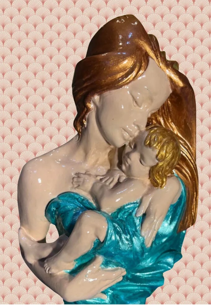 Vintage Sculptural Table Lamp: Mother and Child by Aleksander Danel - 3
