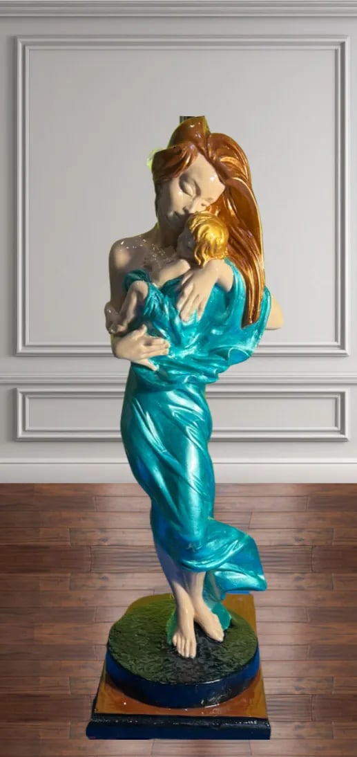Vintage Sculptural Table Lamp: Mother and Child by Aleksander Danel - 6