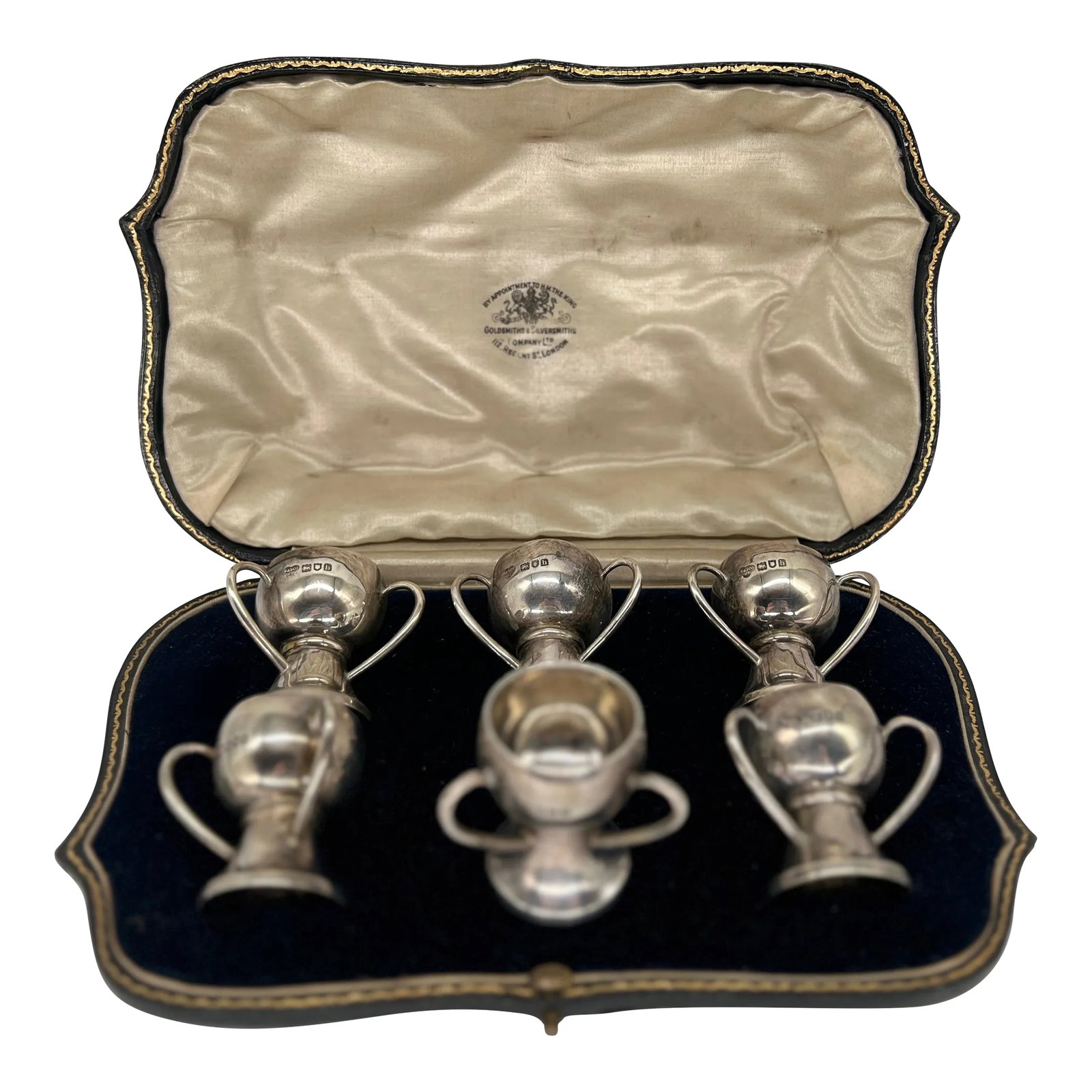 Antique English Victorian "Goldsmiths & Silversmiths" Sterling Trophy Salts (1 of 6)