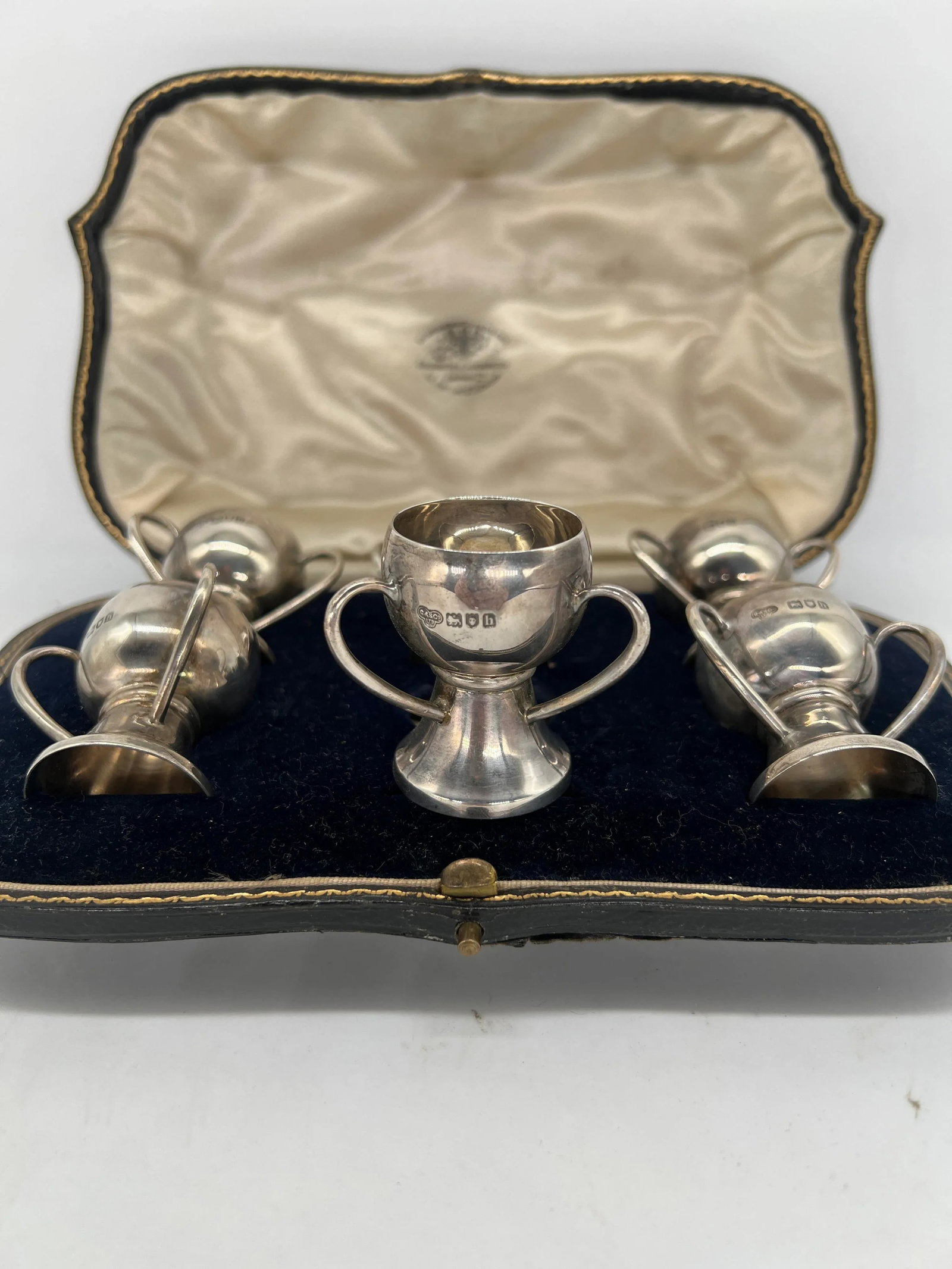 Antique English Victorian "Goldsmiths & Silversmiths" Sterling Trophy Salts - 5