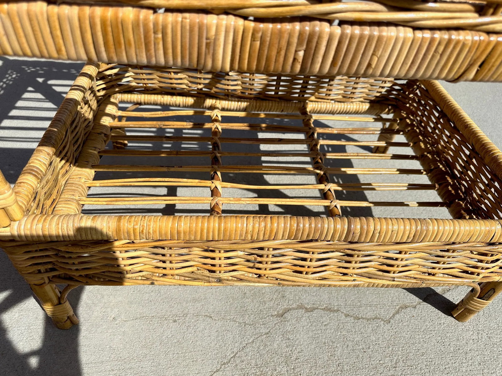 Coastal Michael Taylor Style Woven Rattan Bar Cart W/Drink Holder - 8