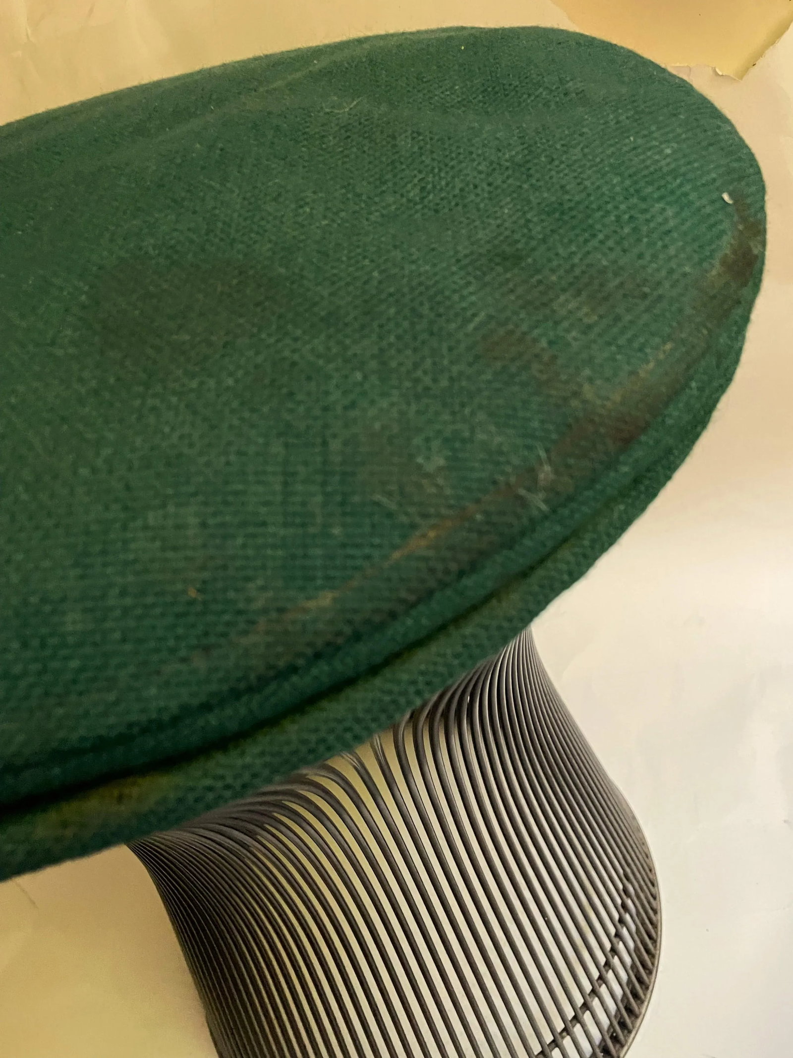 Mid 20th Century Warren Platner Knoll International Stool Original Green Fabric Bronze Metal - 7