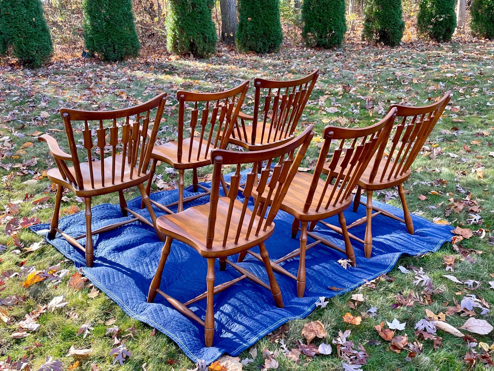 Pennsylvania House Colonial Cattail Back Maple Dining Chairs- Set of 6 - 3