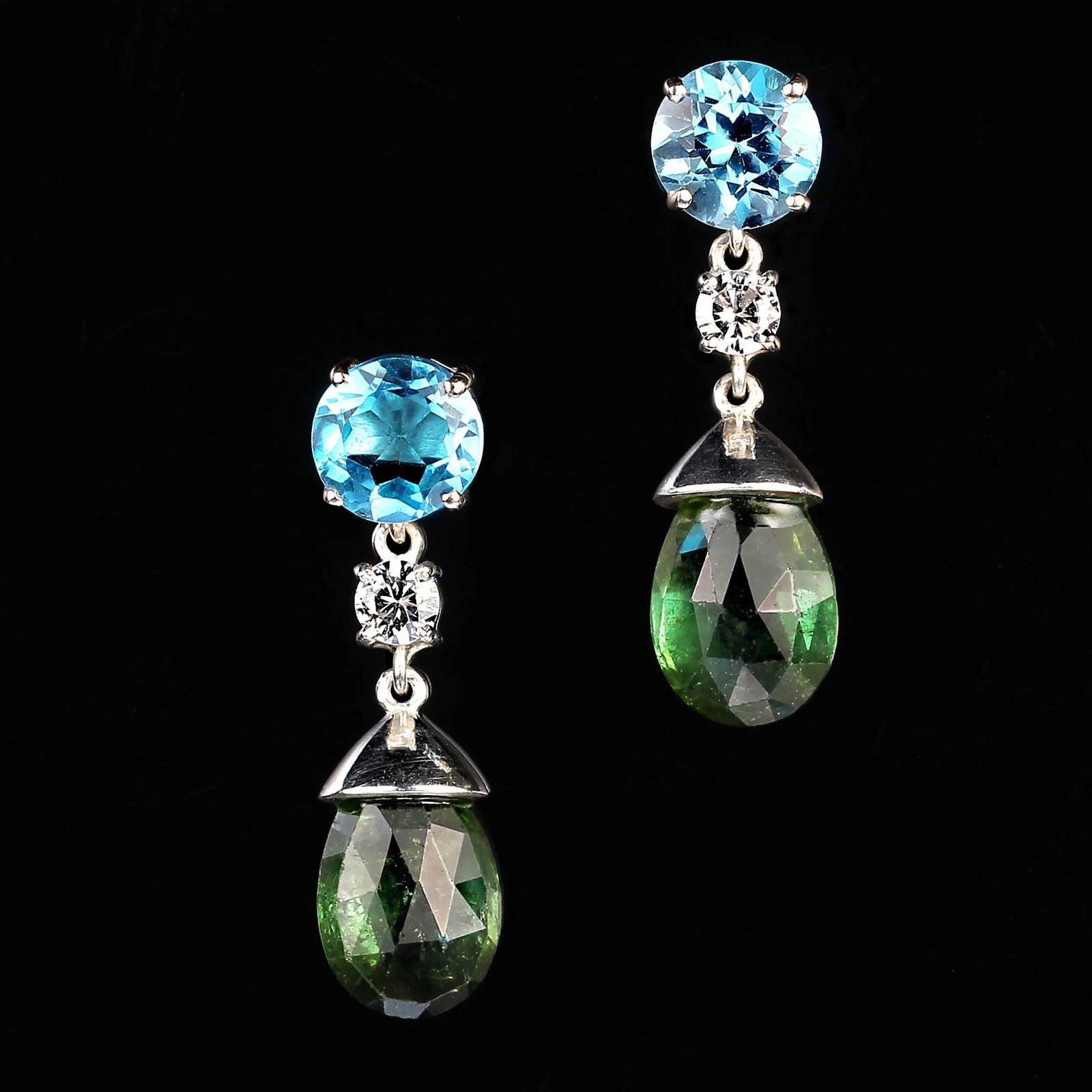 Dangle Delight Earrings in Apatite and Green Tourmaline - 2 Pieces - 3