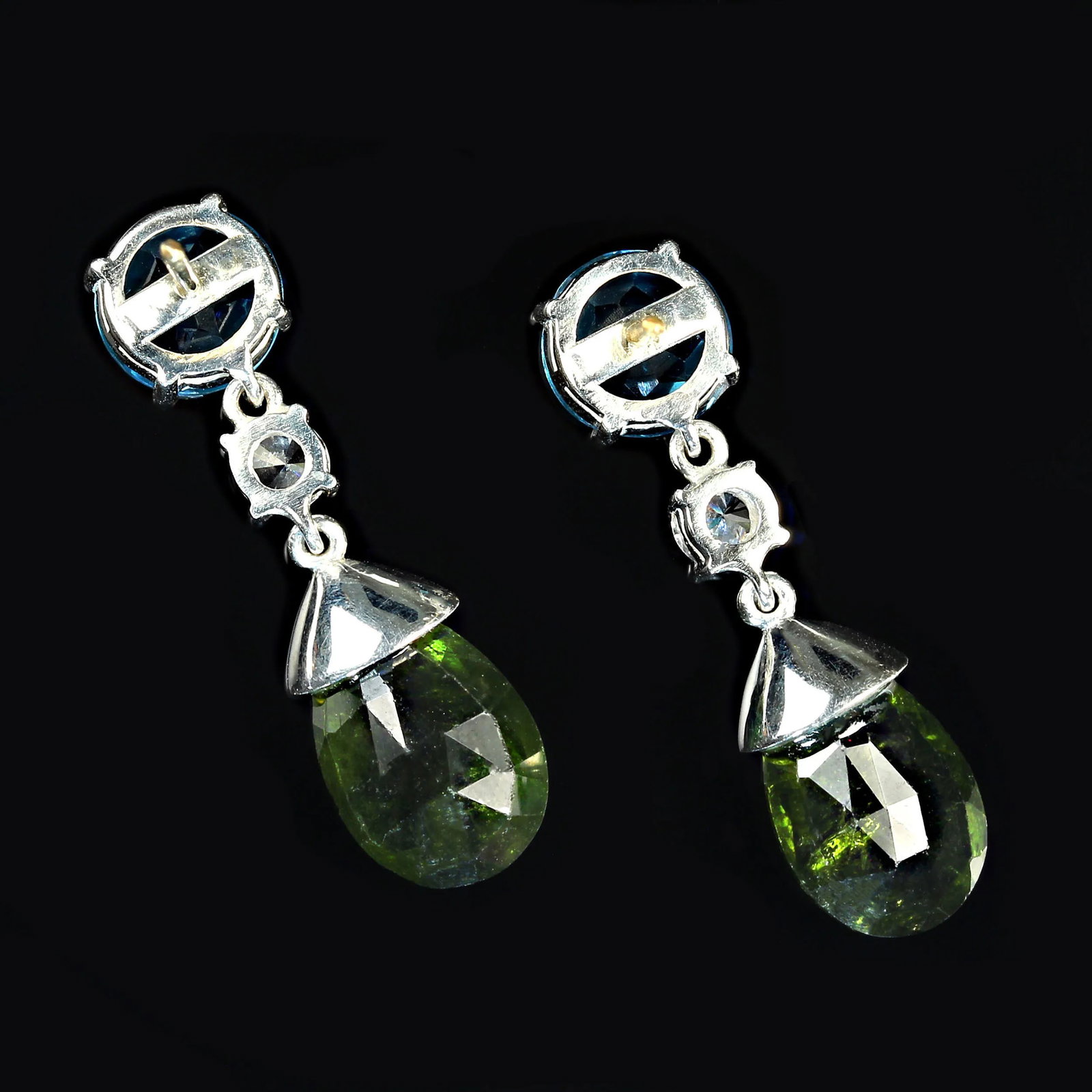 Dangle Delight Earrings in Apatite and Green Tourmaline - 2 Pieces - 4