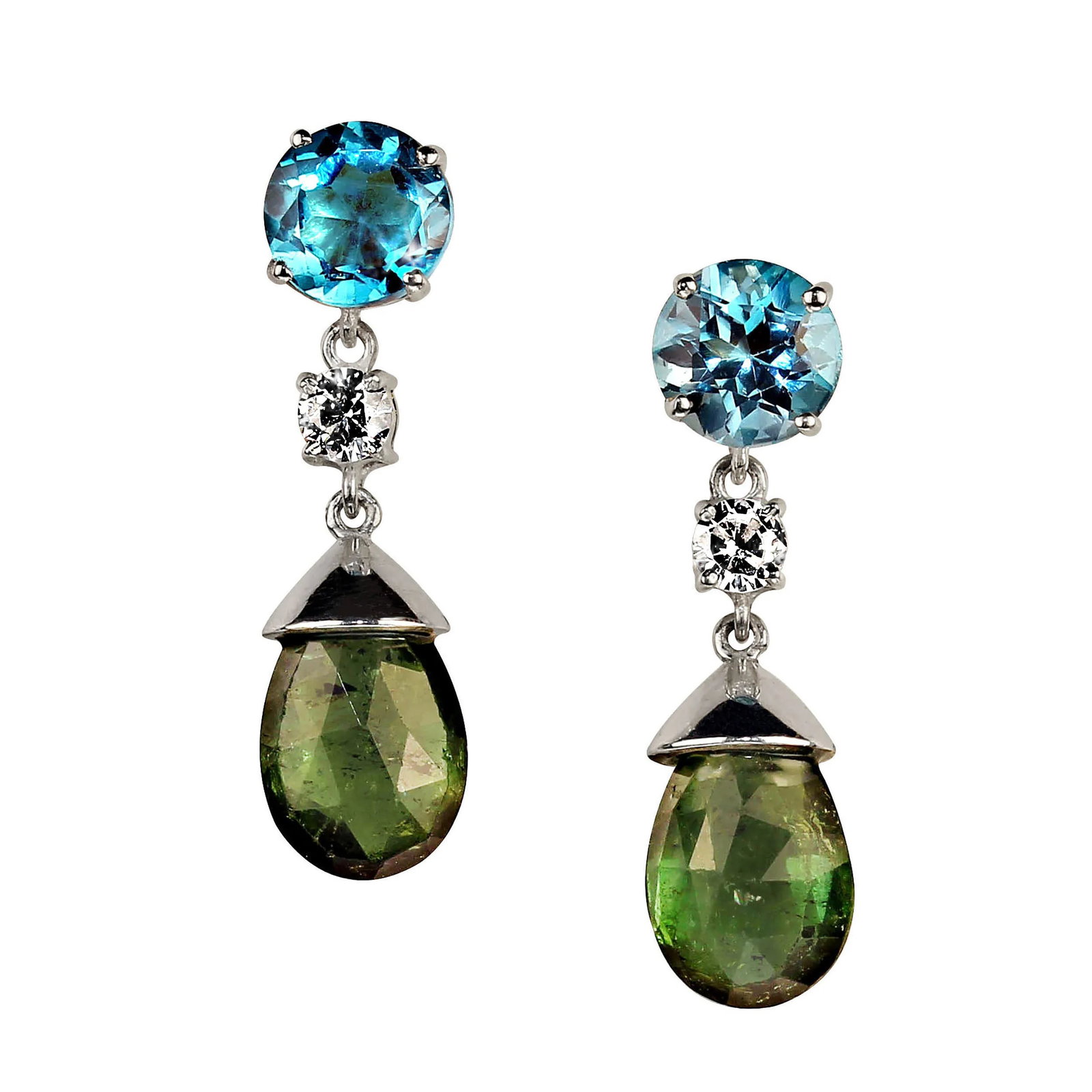 Dangle Delight Earrings in Apatite and Green Tourmaline - 2 Pieces - 5