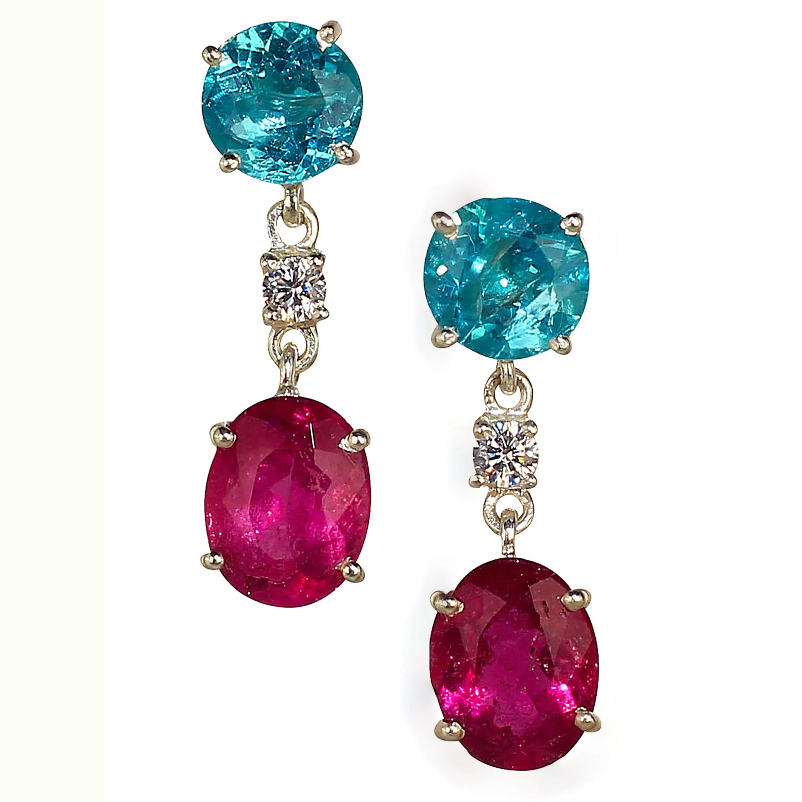 Pink and Blue/Green Swinging Earrings - 2 Pieces - 3