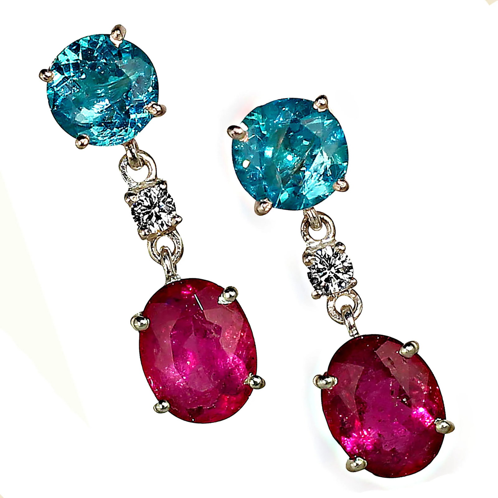 Pink and Blue/Green Swinging Earrings - 2 Pieces - 4