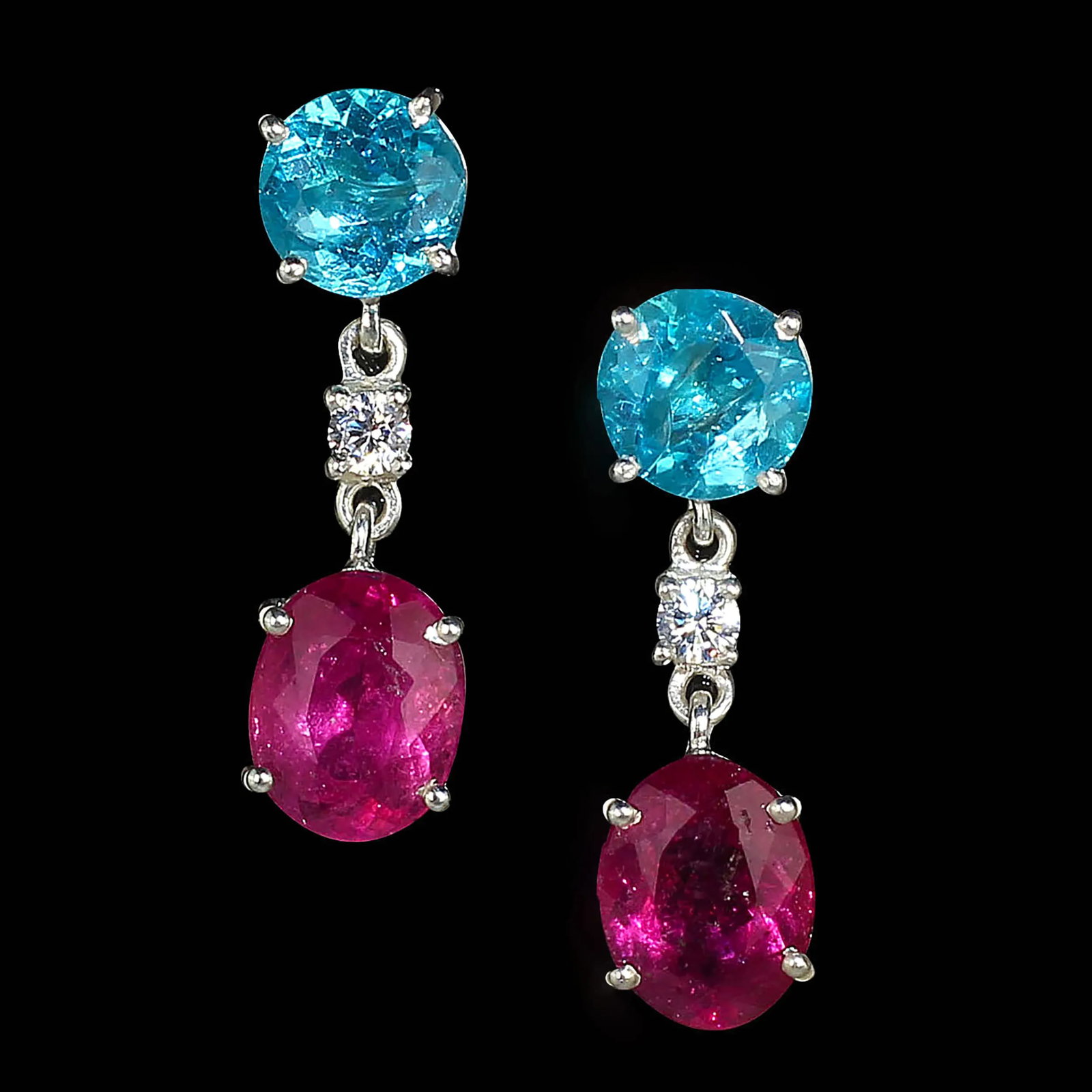 Pink and Blue/Green Swinging Earrings - 2 Pieces - 5