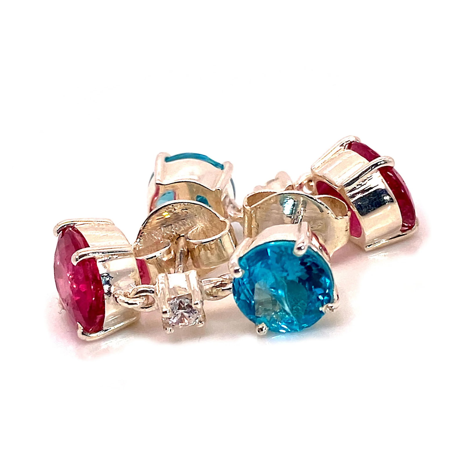 Pink and Blue/Green Swinging Earrings - 2 Pieces - 6