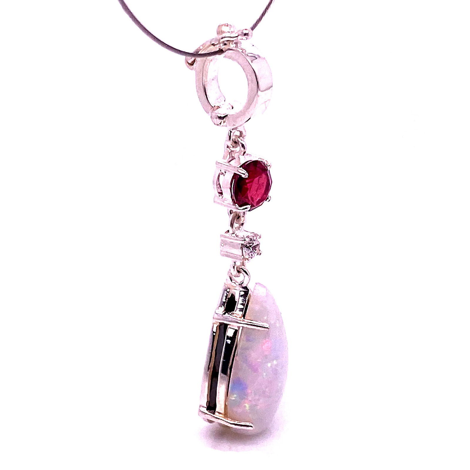 Opal Pendant With Accents of Garnet and Zircon - 2