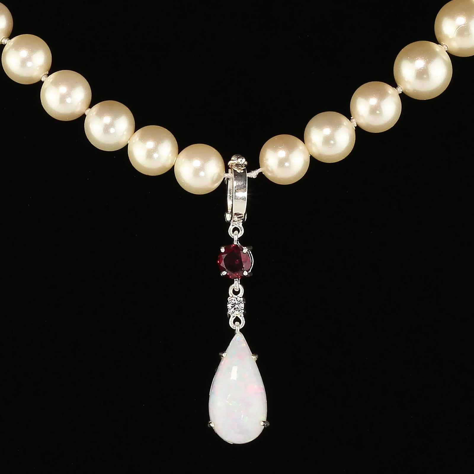 Opal Pendant With Accents of Garnet and Zircon - 4