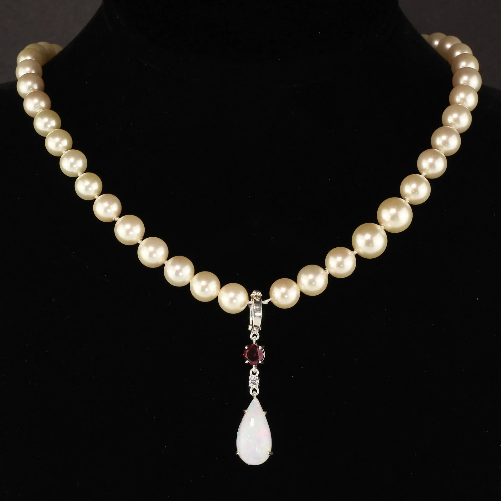 Opal Pendant With Accents of Garnet and Zircon - 6