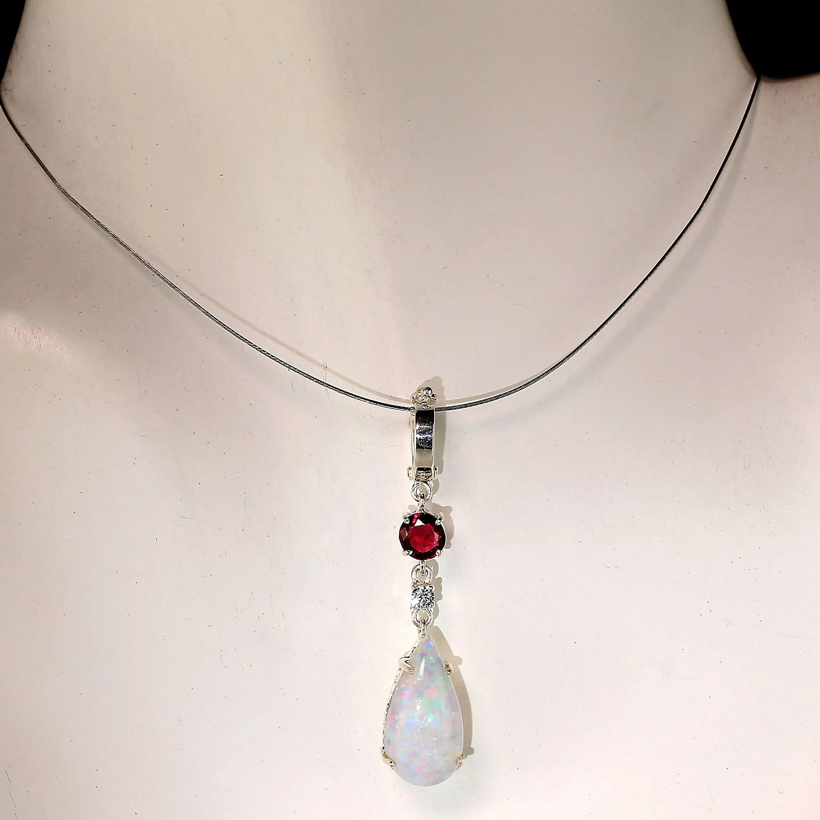 Opal Pendant With Accents of Garnet and Zircon - 7