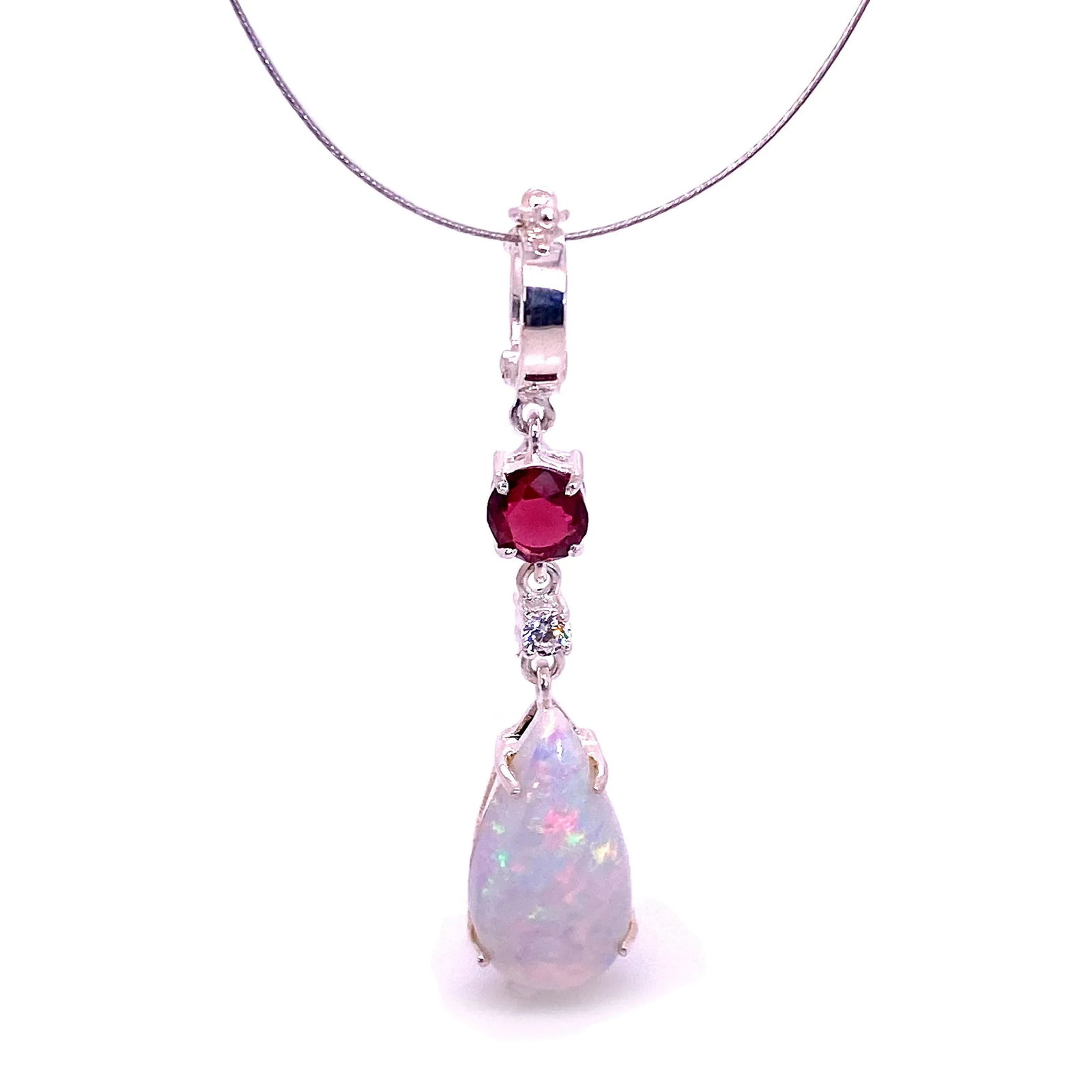 Opal Pendant With Accents of Garnet and Zircon - 8
