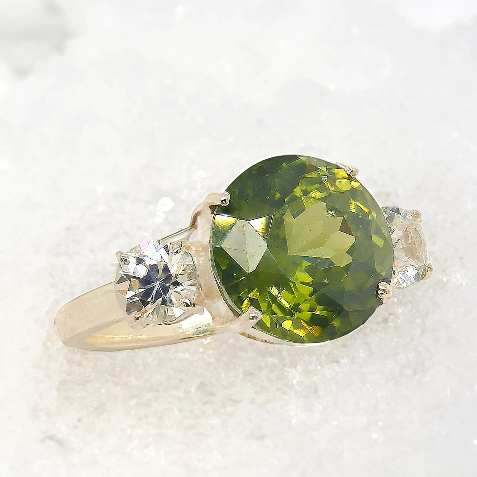 Big Deal' Green and White Zircon Cocktail Ring - 4