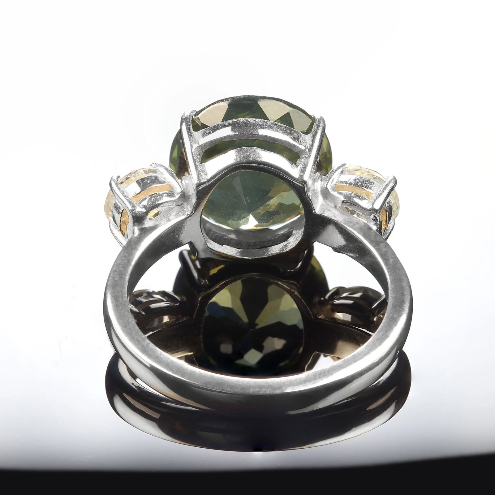 Big Deal' Green and White Zircon Cocktail Ring - 5