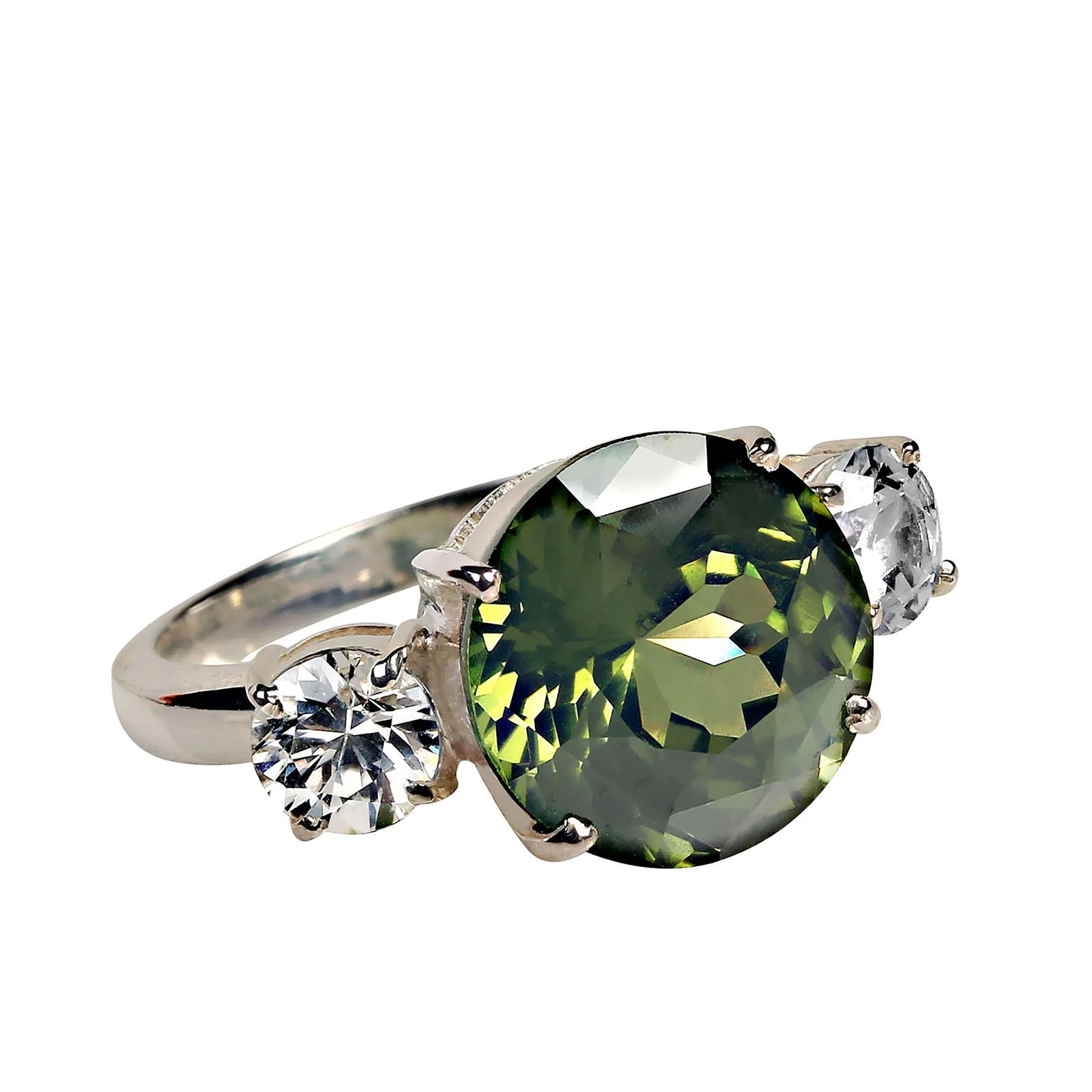 Big Deal' Green and White Zircon Cocktail Ring - 6