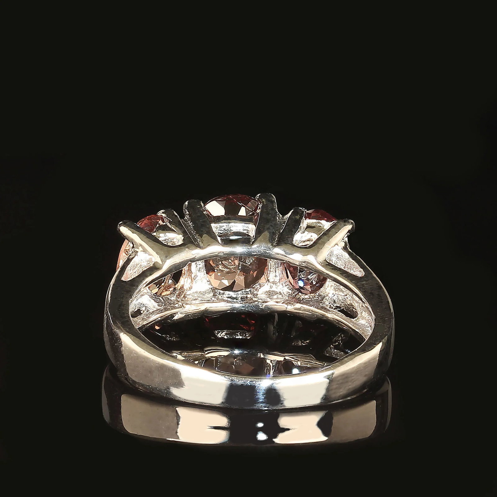 Three Stone Color Shift Garnet Ring in 14k White Gold Setting January Birthstone - 4