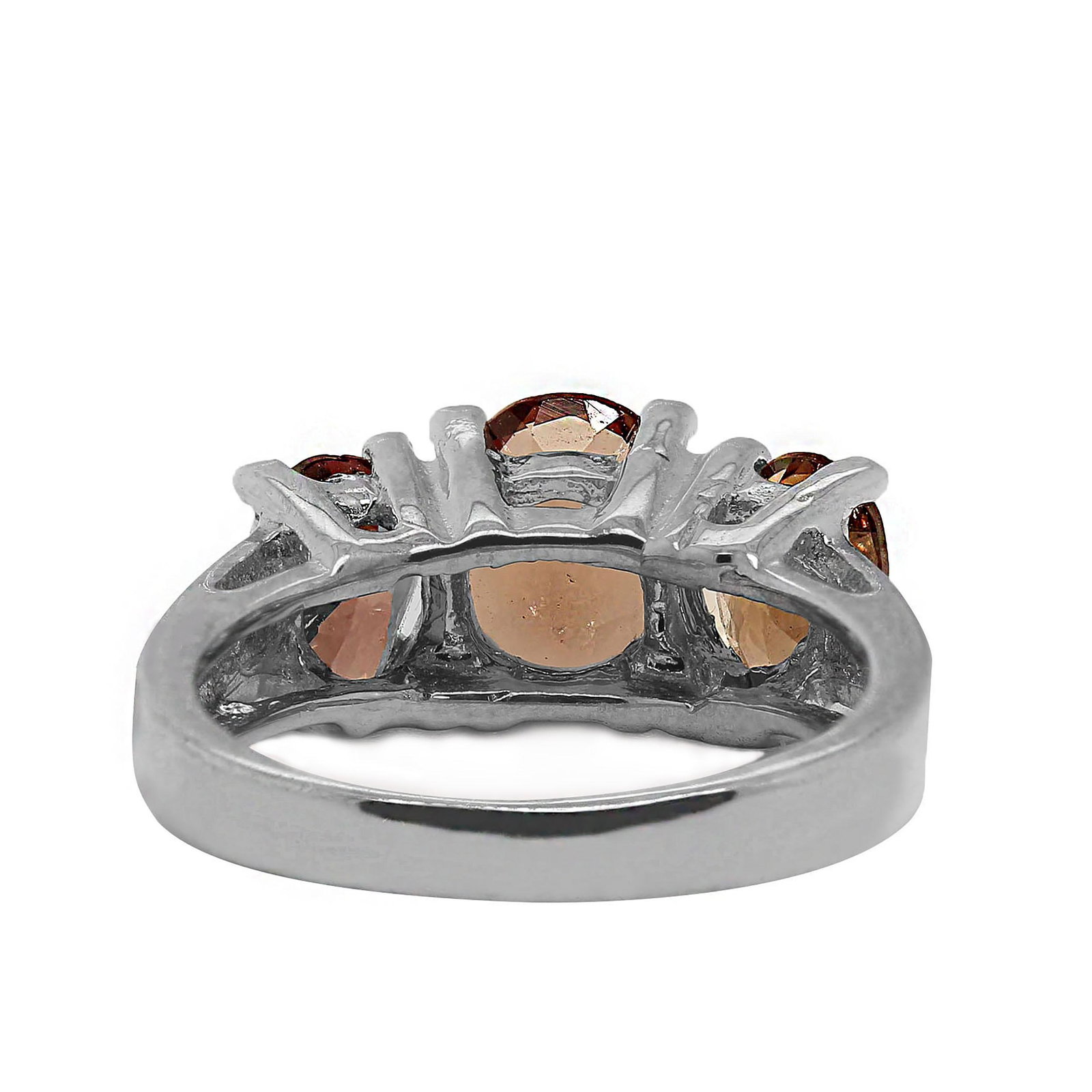Three Stone Color Shift Garnet Ring in 14k White Gold Setting January Birthstone - 5
