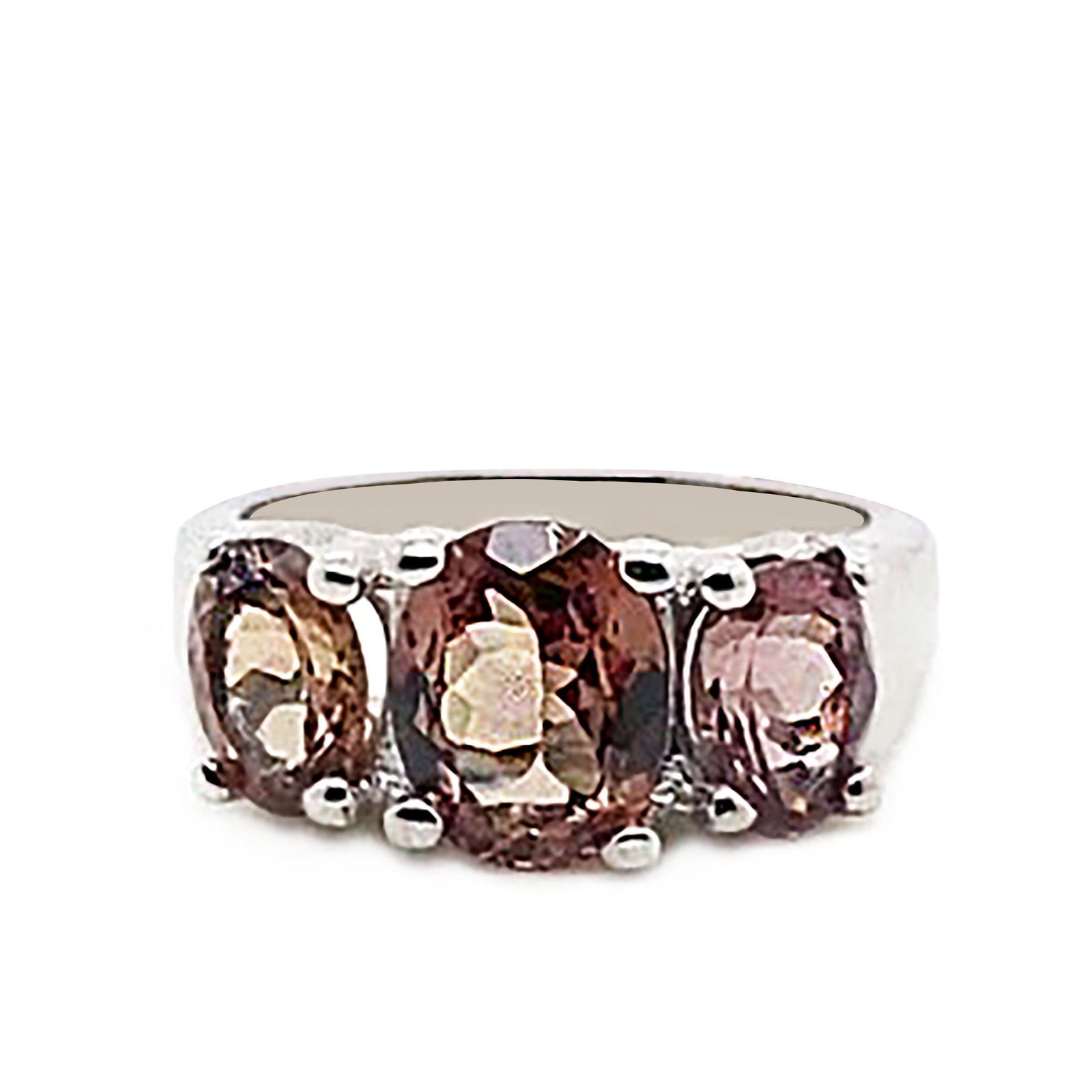 Three Stone Color Shift Garnet Ring in 14k White Gold Setting January Birthstone - 6