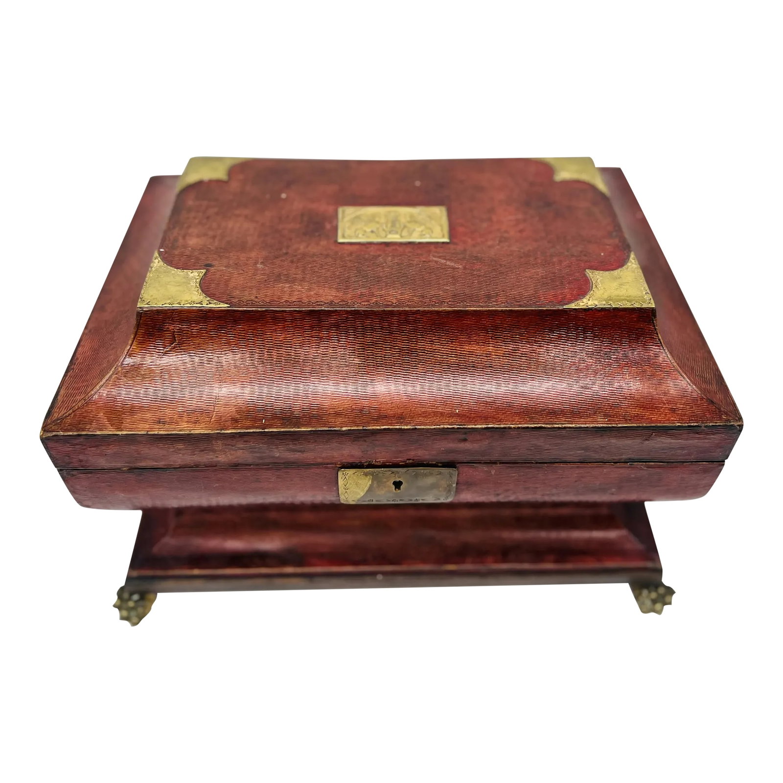 Fine Regency Egyptian Revival Leather & Snake Handled Ormolu Box C. 1815 (1 of 12)