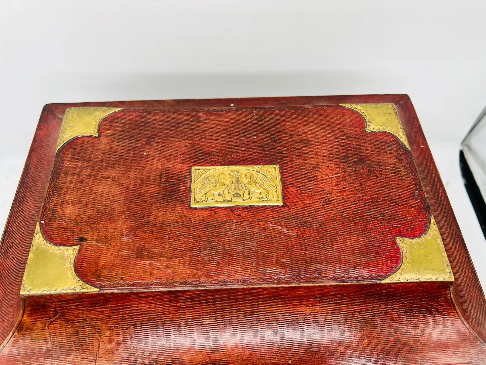 Fine Regency Egyptian Revival Leather & Snake Handled Ormolu Box C. 1815 - 3