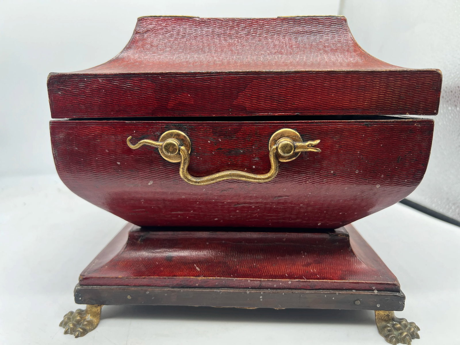 Fine Regency Egyptian Revival Leather & Snake Handled Ormolu Box C. 1815 - 6