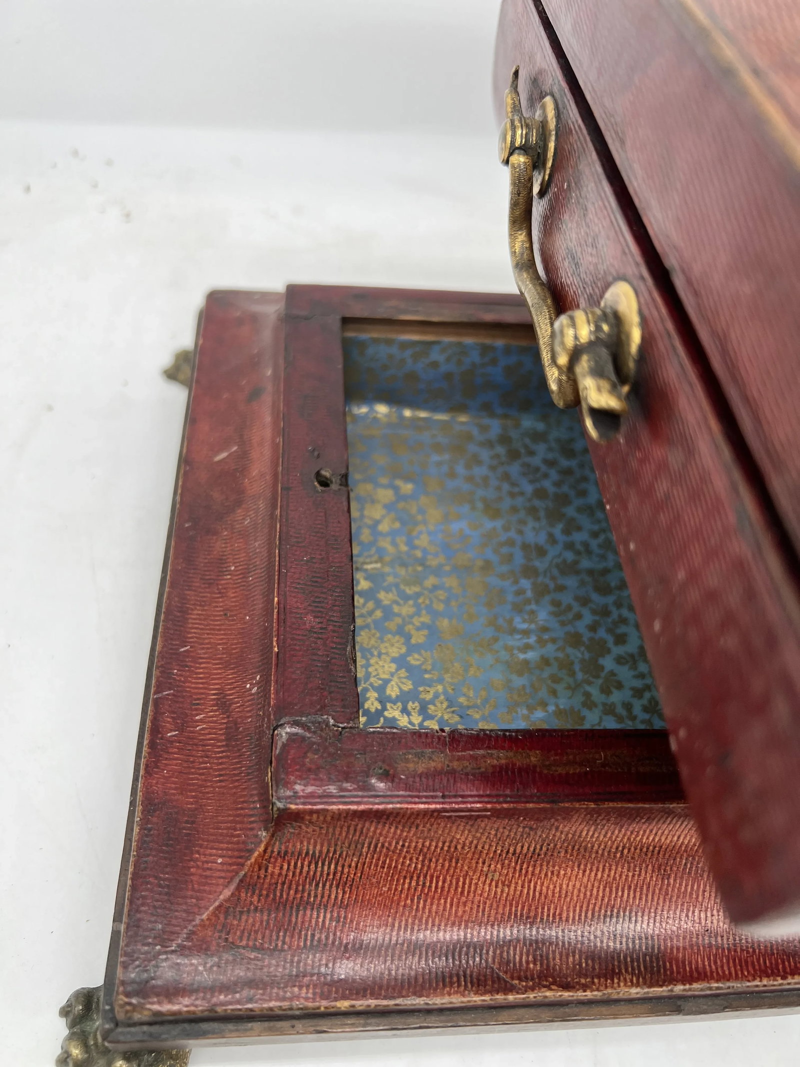 Fine Regency Egyptian Revival Leather & Snake Handled Ormolu Box C. 1815 - 8