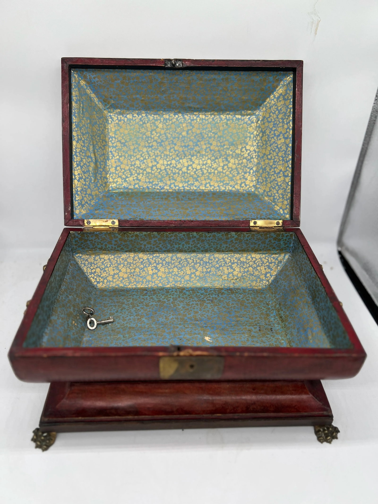 Fine Regency Egyptian Revival Leather & Snake Handled Ormolu Box C. 1815 - 9