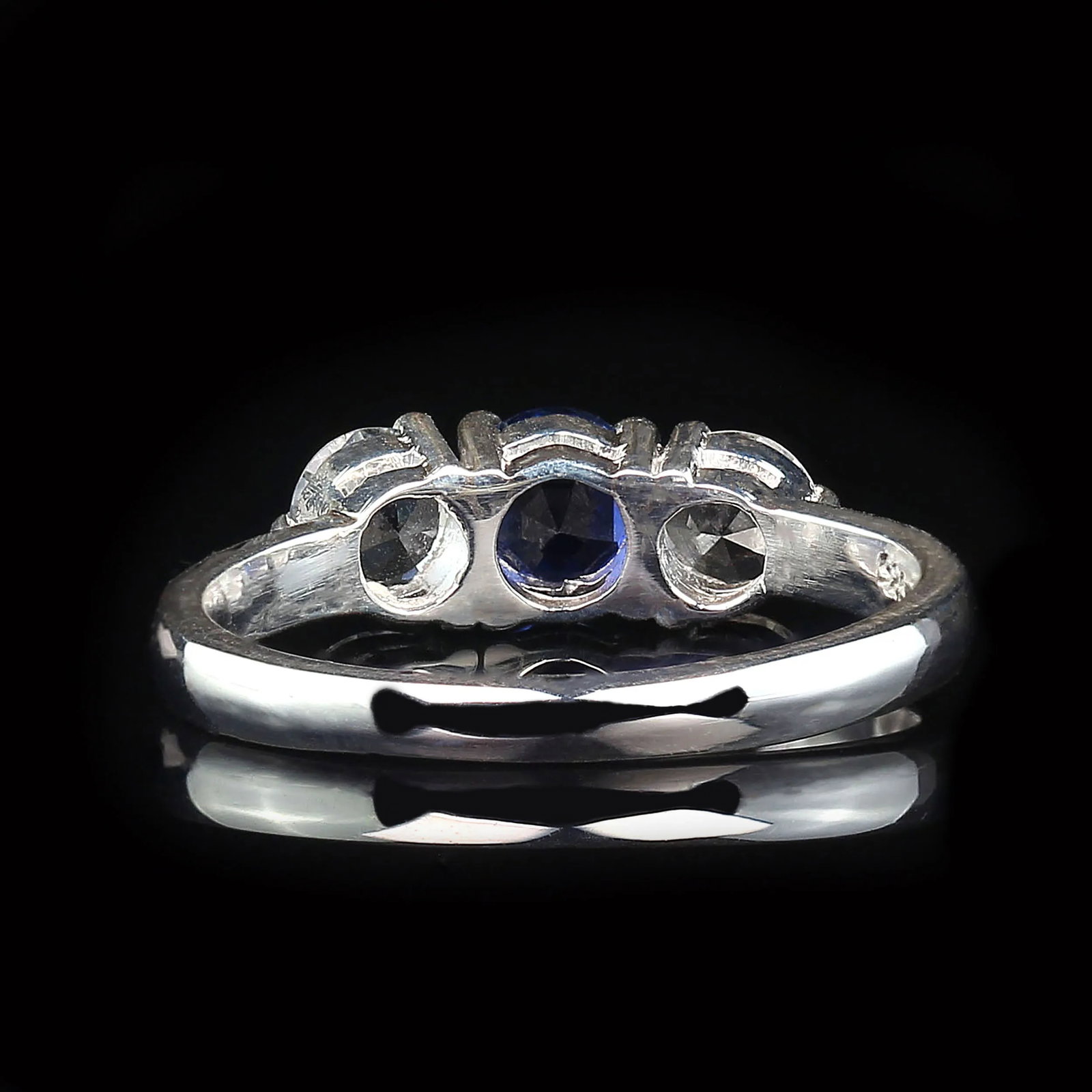 Sparkling Classic Three-Stone Blue and White Sapphire Ring - 3