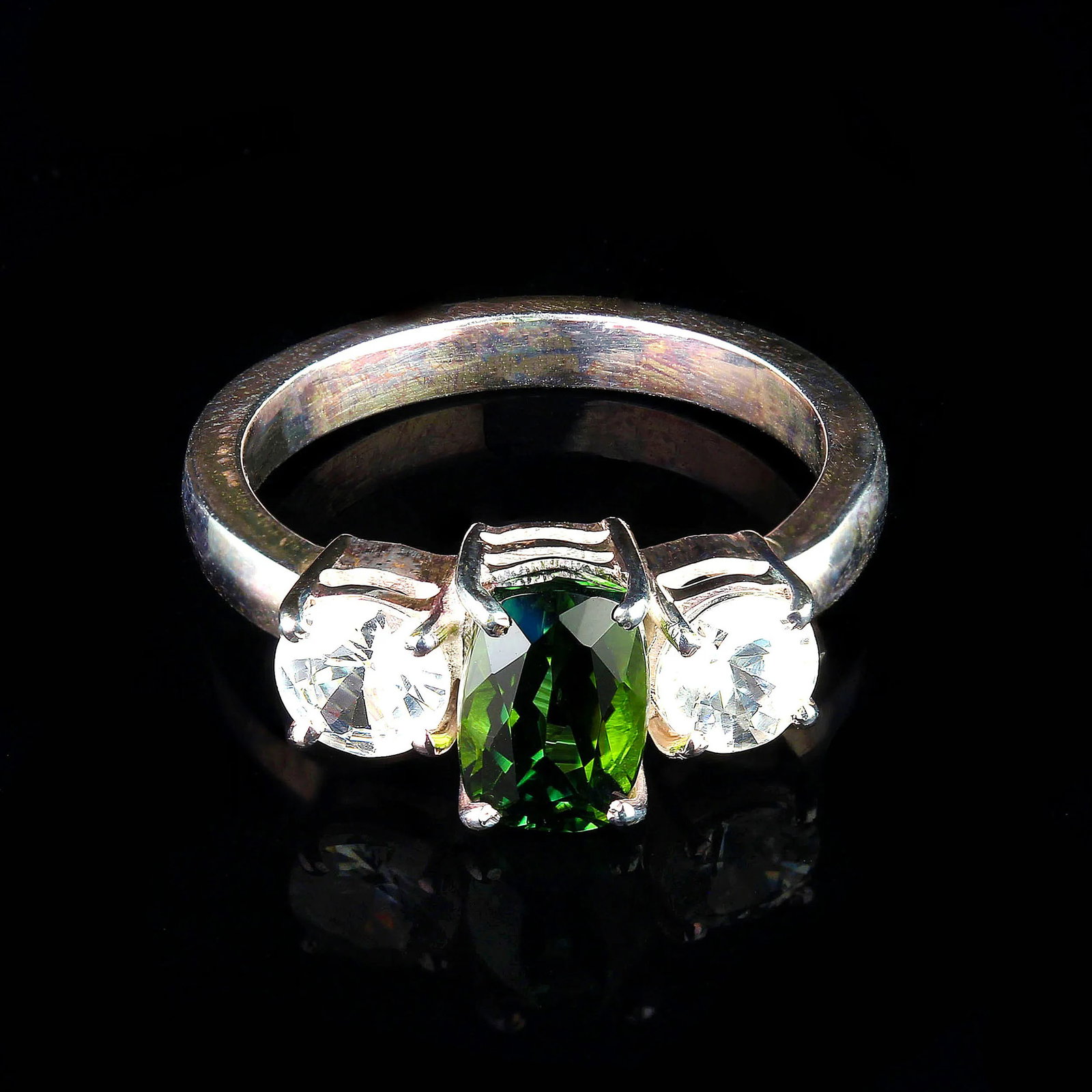 Oval Green Tourmaline Accented With Scintillating Real Zircons - 4