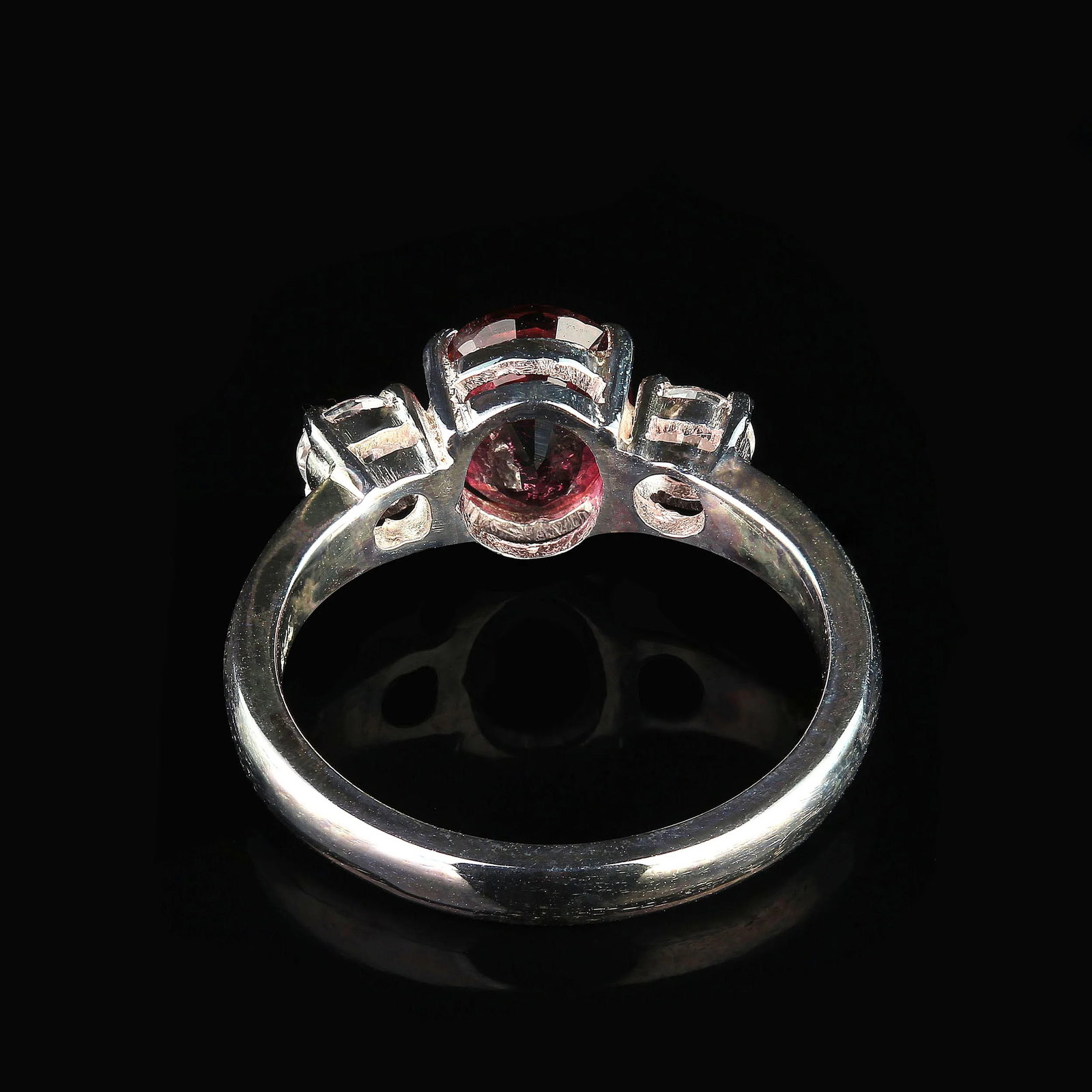 Ring of Sparkling Red Tourmaline Accented With Genuine Zircons - 4