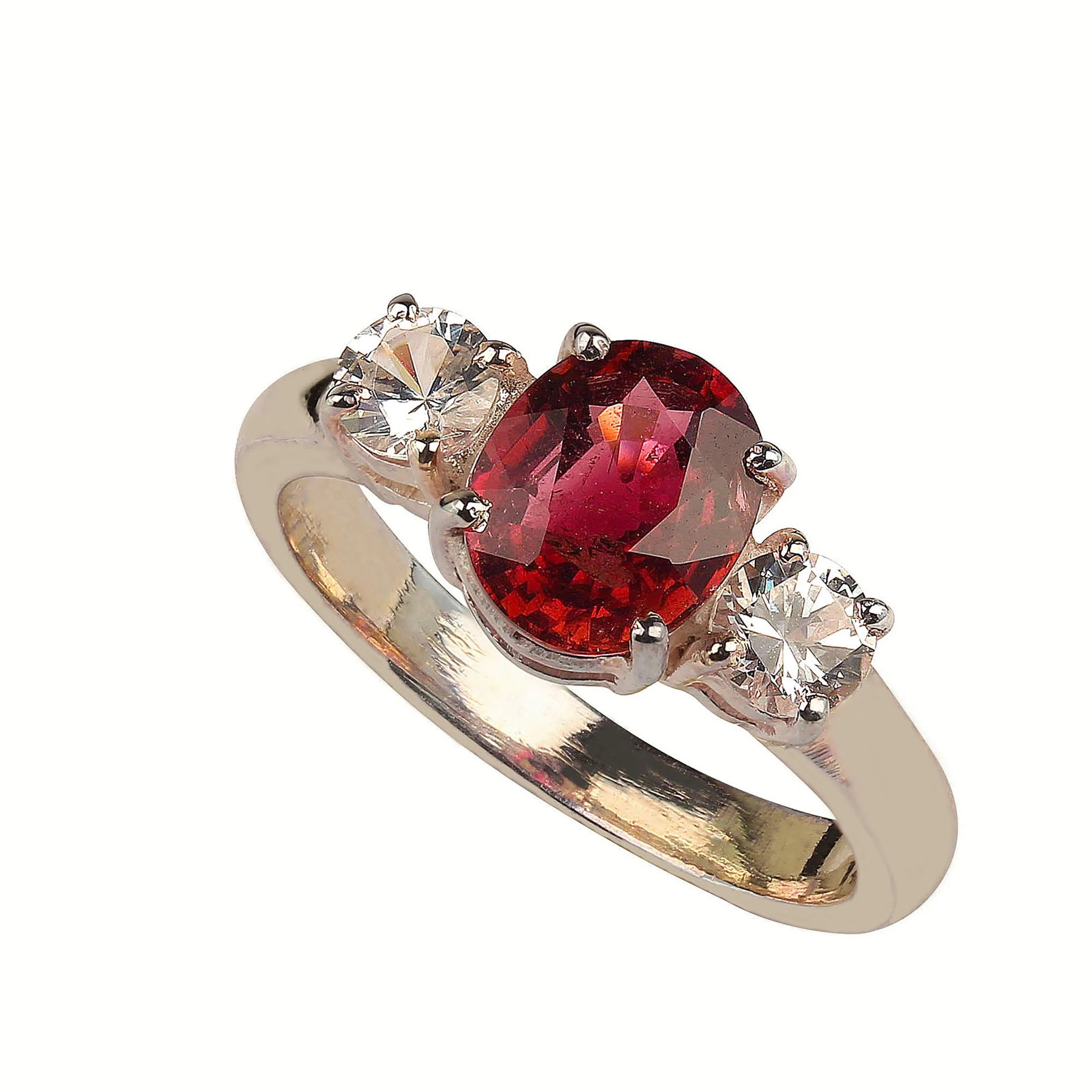 Ring of Sparkling Red Tourmaline Accented With Genuine Zircons - 5