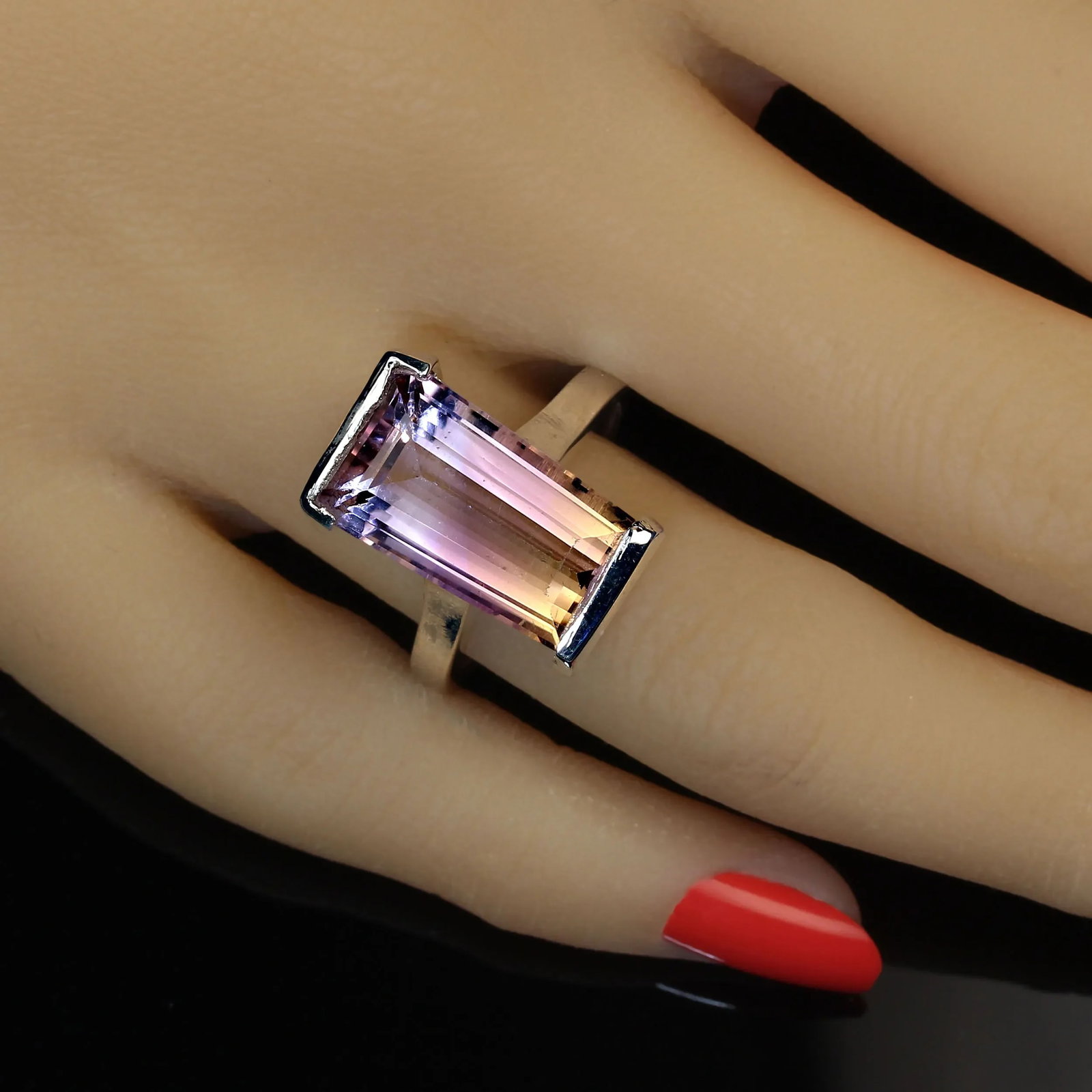 10 Carat Awesome Ametrine Trapezoid Sterling Silver Ring - 2