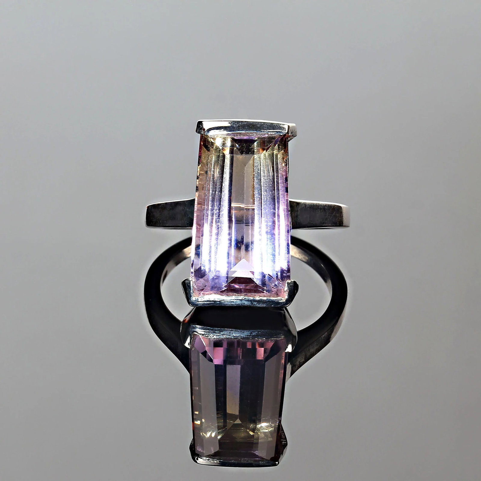 10 Carat Awesome Ametrine Trapezoid Sterling Silver Ring - 5