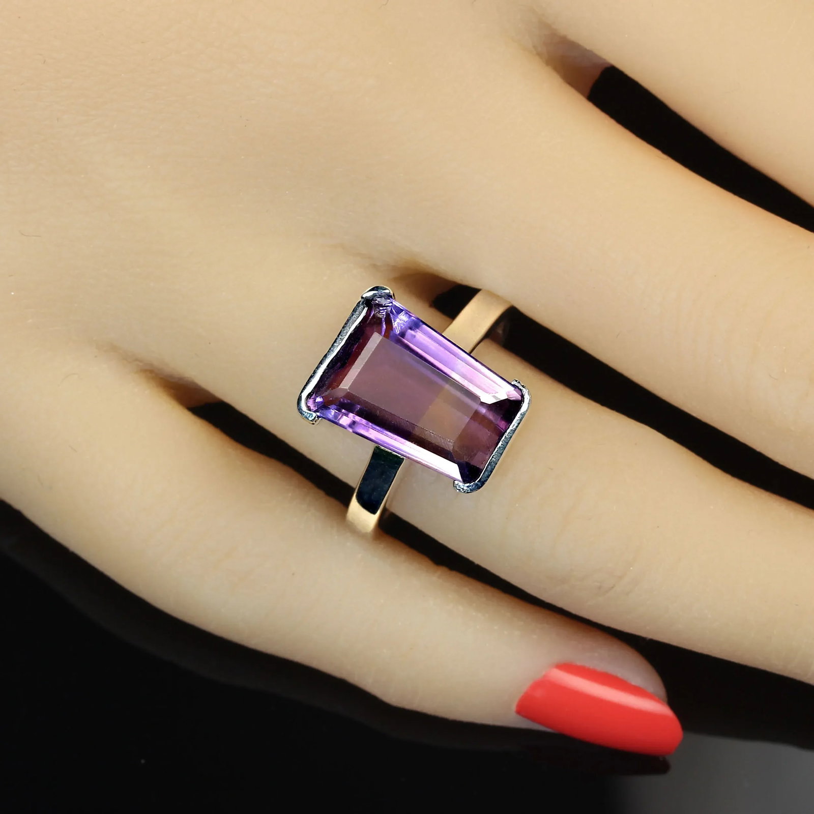 10 Carat Awesome Ametrine Trapezoid Sterling Silver Ring - 7