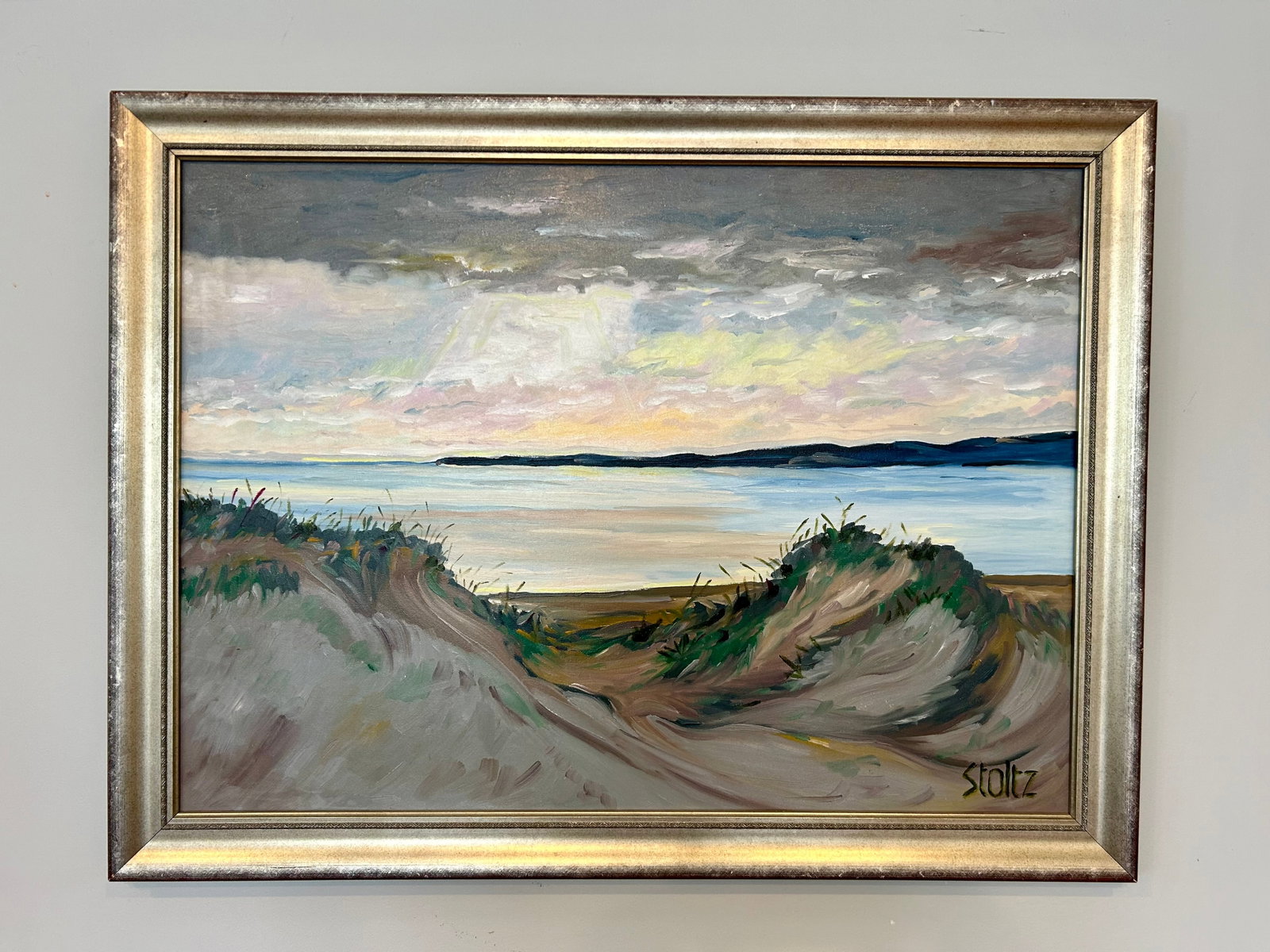 Large Original Oil on Canvas Moody Seascape by Stolz - 2