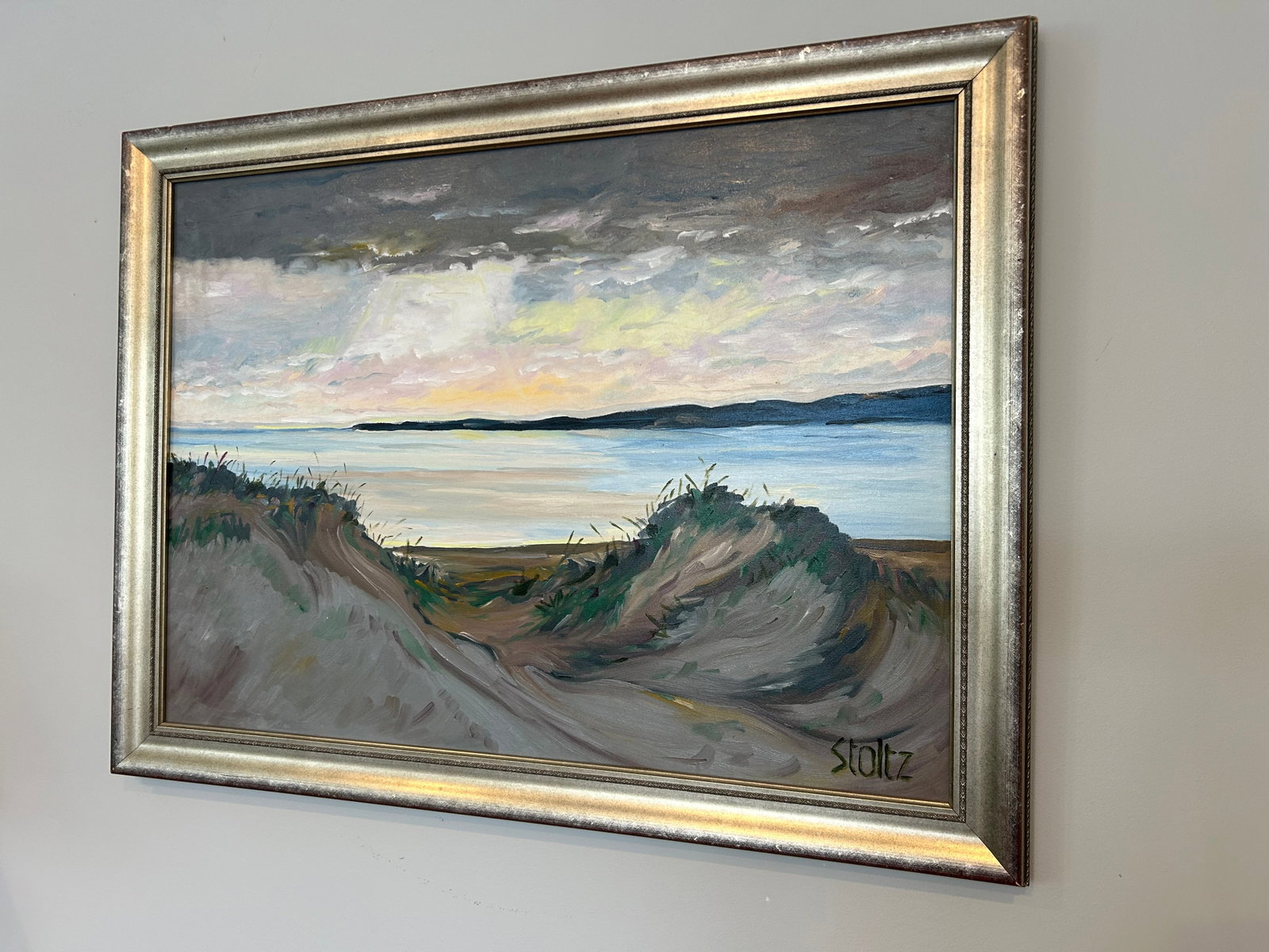 Large Original Oil on Canvas Moody Seascape by Stolz - 3