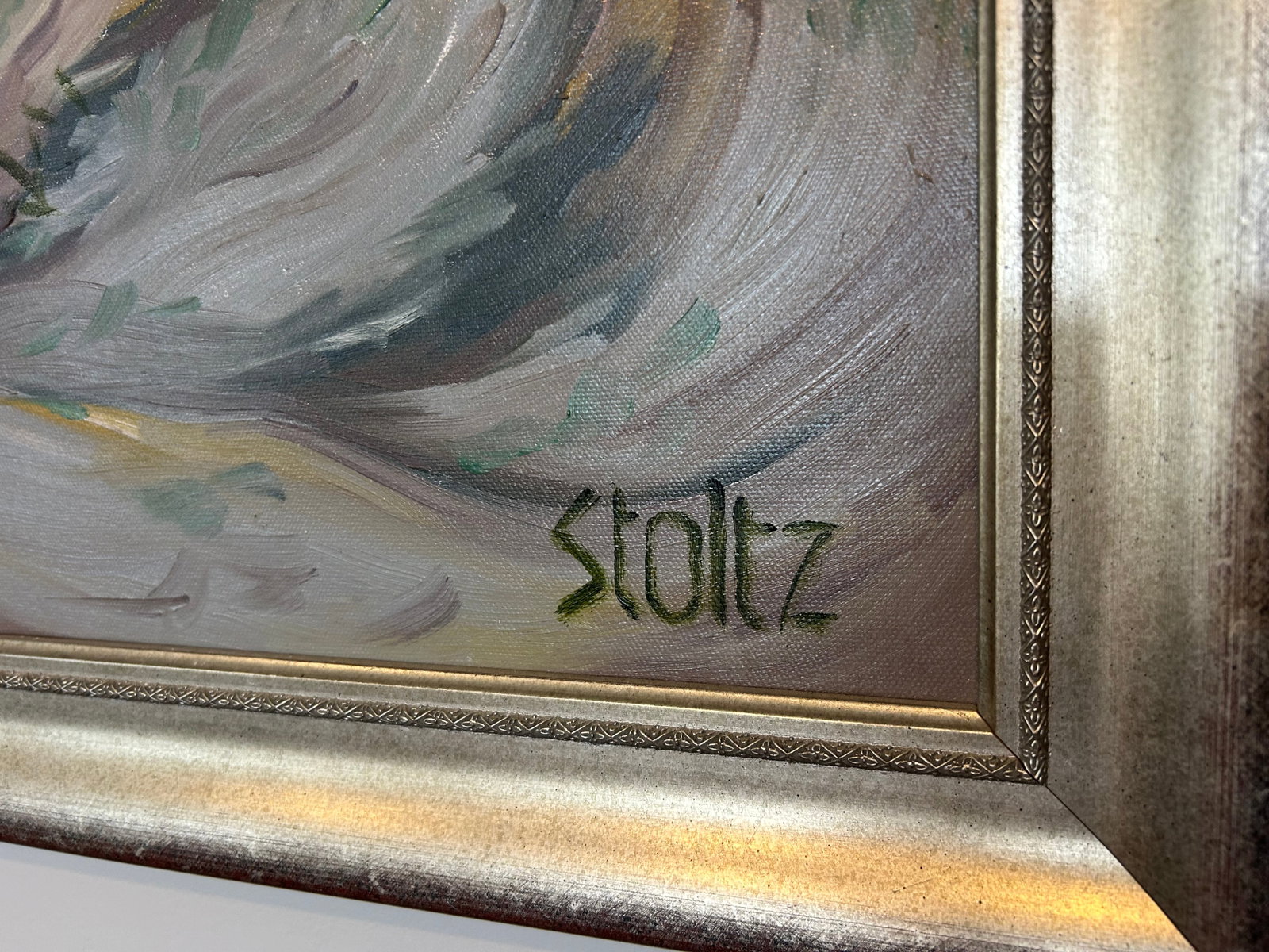 Large Original Oil on Canvas Moody Seascape by Stolz - 6