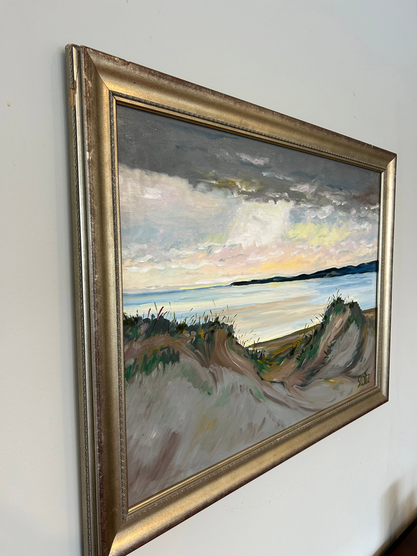 Large Original Oil on Canvas Moody Seascape by Stolz - 8
