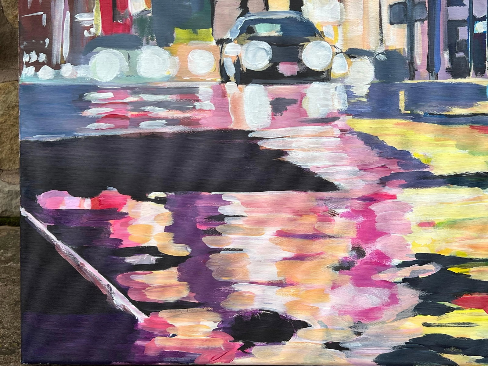 Angela Wakefield, Neon Reflections in the New York City Rain by Contemporary British Urban Artist, 2 - 4