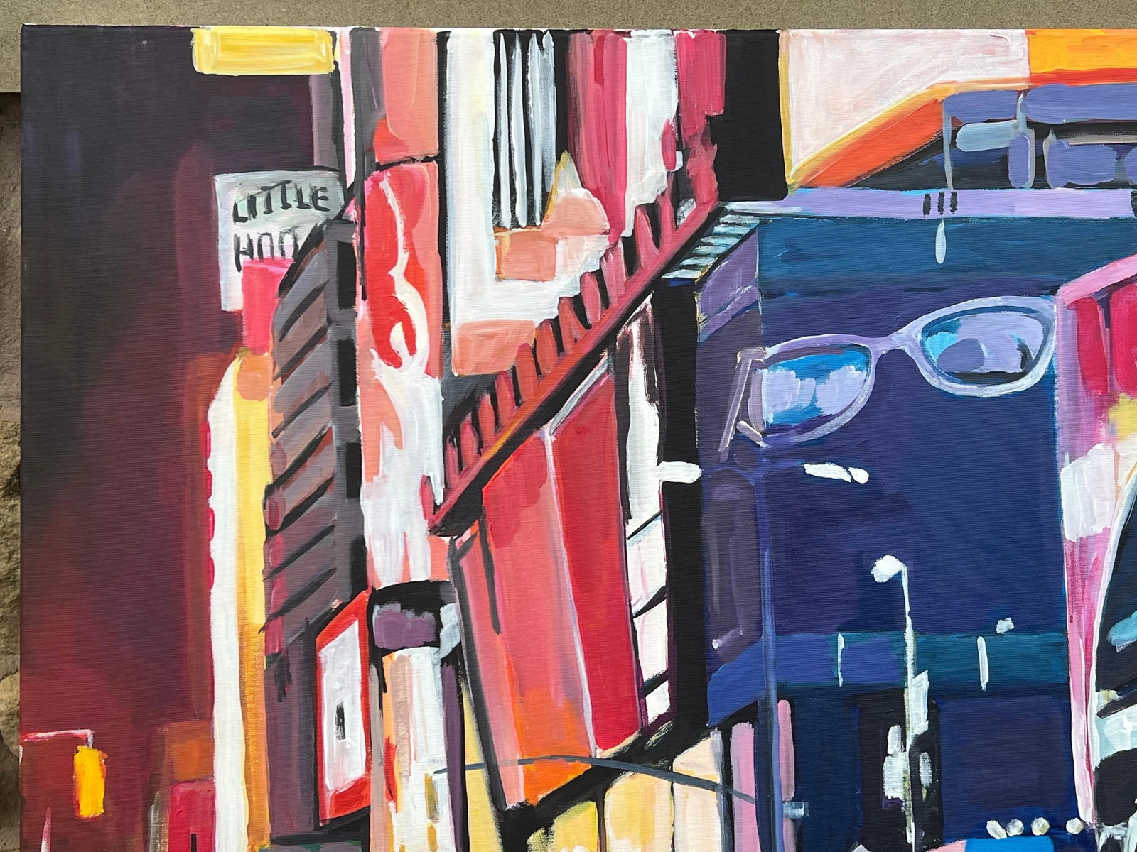 Angela Wakefield, Neon Reflections in the New York City Rain by Contemporary British Urban Artist, 2 - 5