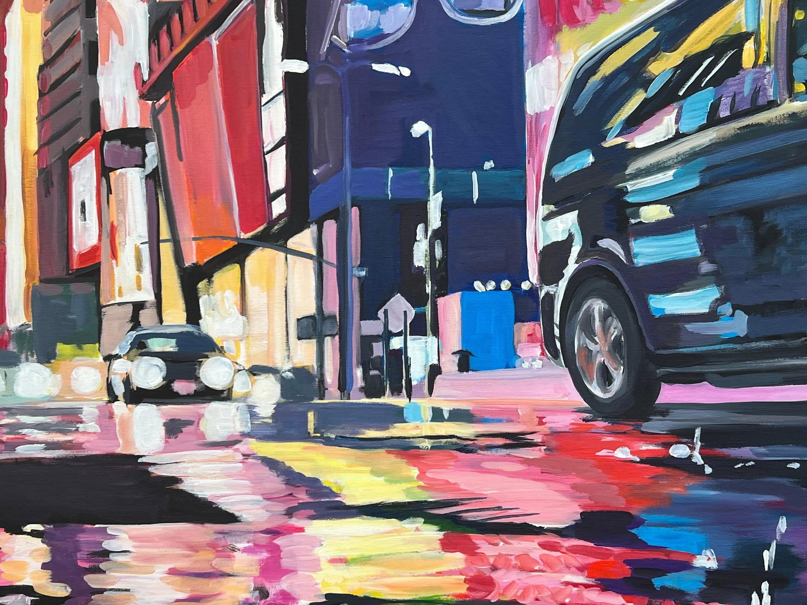 Angela Wakefield, Neon Reflections in the New York City Rain by Contemporary British Urban Artist, 2 - 7