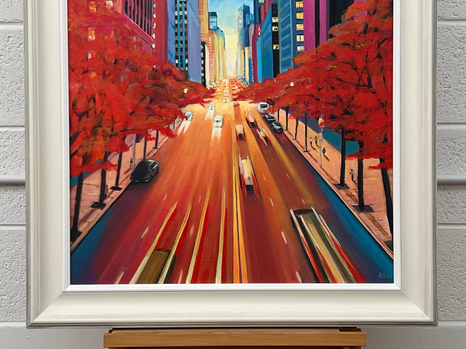 Painting of the Chrysler Building 42nd Street New York City Using Blue Reds Yellows Purples - 10