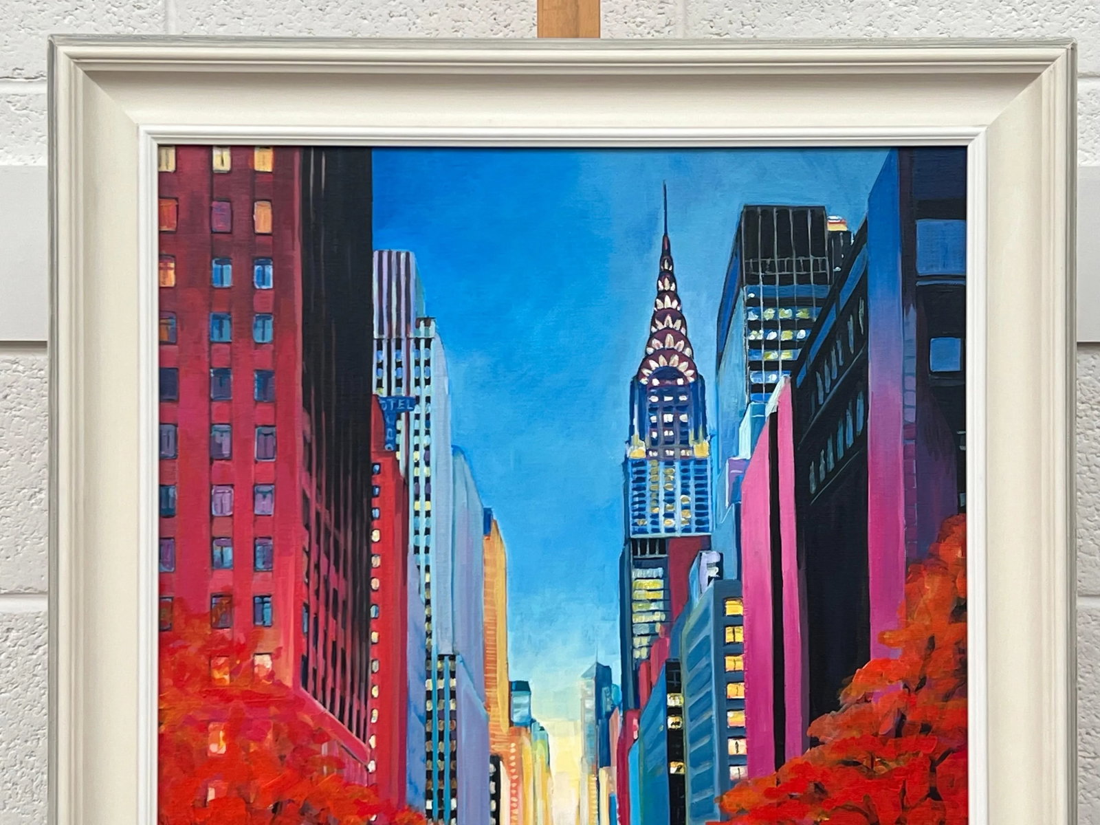 Painting of the Chrysler Building 42nd Street New York City Using Blue Reds Yellows Purples - 9