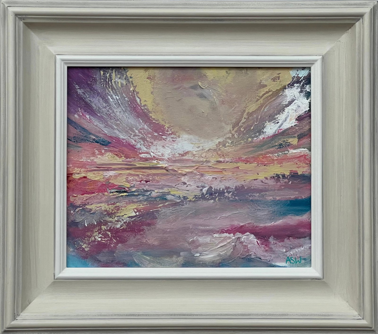Radiant Dawn - Vibrant Abstract Sea Landscape Painting - Unique Original Art by British Contemporary