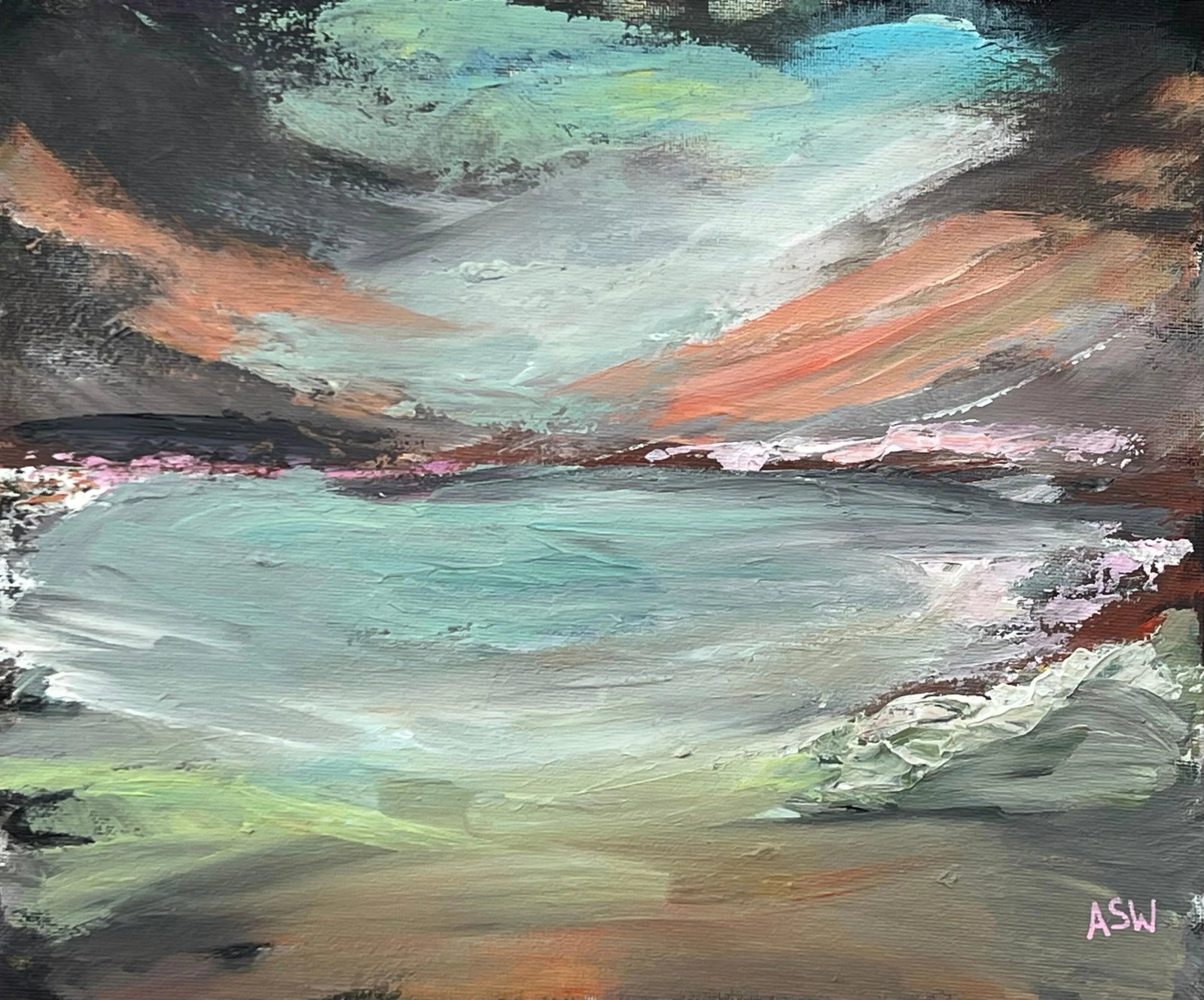 Twilight Serenity - Atmospheric Abstract Sea Landscape by British Artist, 2024, Framed - 6