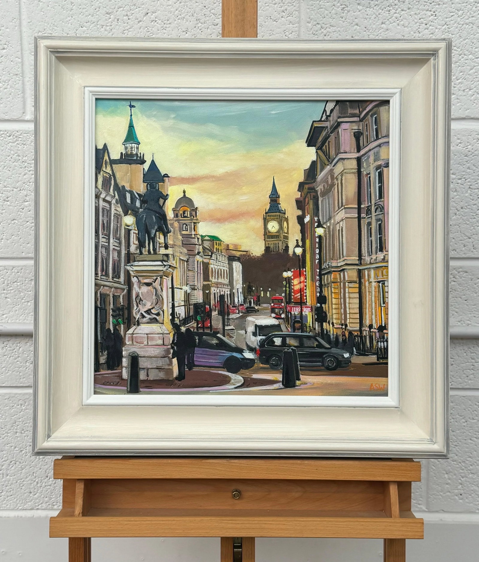 Urban Landscape Art of London City Westminster With Black Taxis, Big Ben & Trafalgar Square by Conte - 7